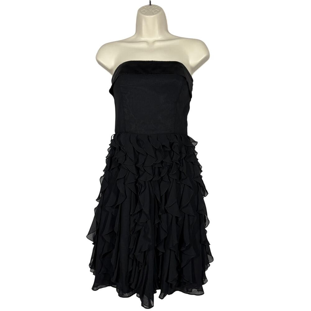 White House Black Market Ruffled Strapless Dress 0